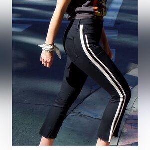 Mother the insider crop step fray side stripes jeans in guilty racer